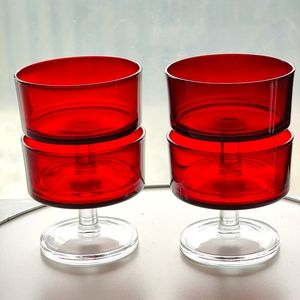 4 vintage | Luminarc Cavalier Ruby Red ♥️🍒 footed coupes
